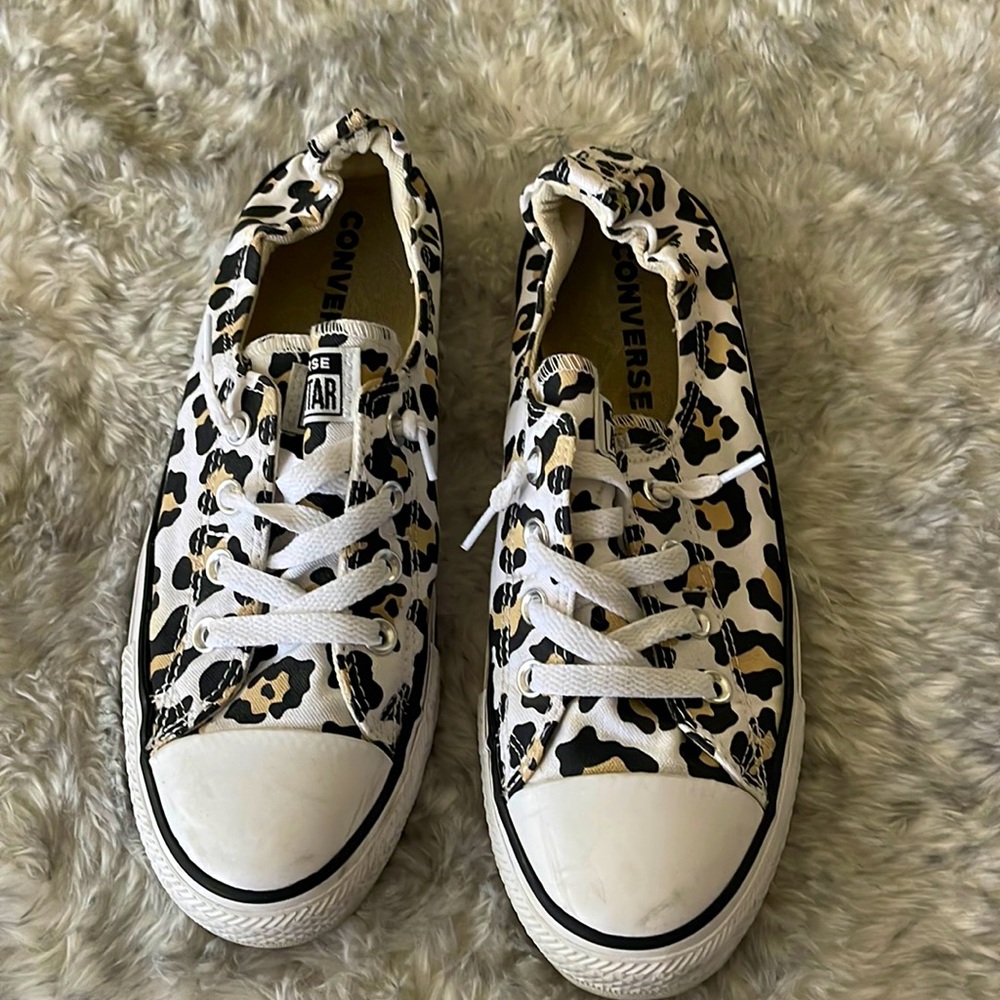 Converse leopard slips